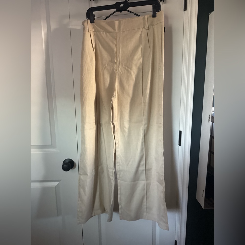 Chic Cream Wide Leg Women's Pants